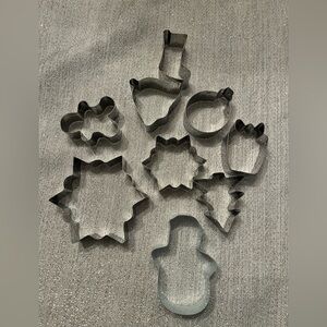 Lot of nine metal Christmas cookie cutters